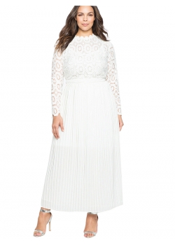 Women White Long Sleeve Maxi Dress