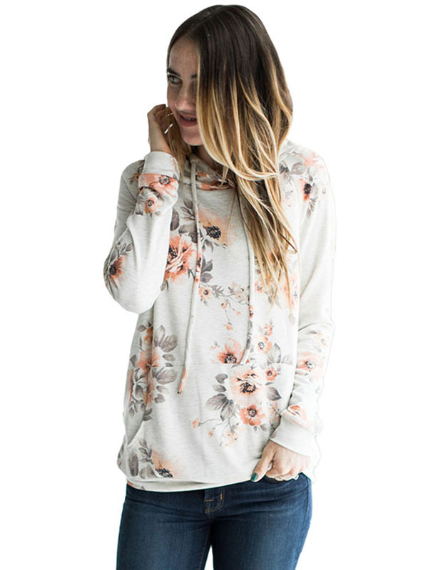 2 Colors S-XXL Fashion Floral Print Hoodies