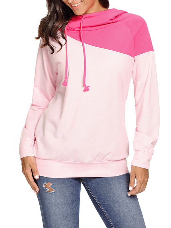 2 Colors S-XXL Fashion Spliced Color Hoodie Sweatshirt 