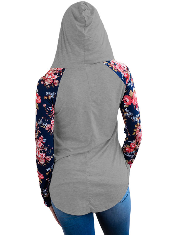 4 Colors S-XXL Floral Raglan Sleeve Sweatshit&Hoodies