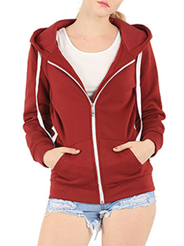 5 Colors S-XXL Long Zipper Front Sweatershit & Hoodies