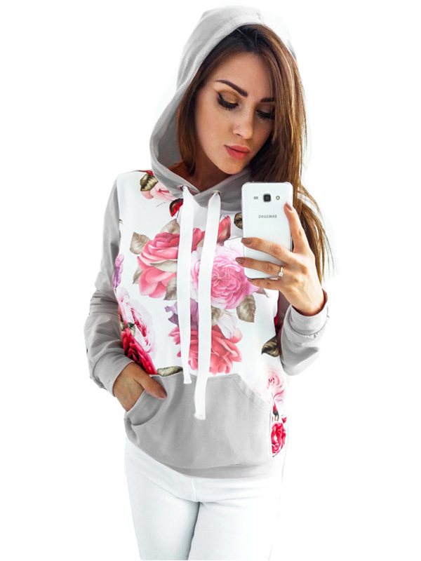 6 Colors S-XL Fashion Floral Print Sweatshi&Hoodies