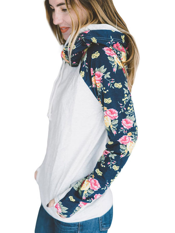 7 Colors S-XL Women Floral Print Hoodies