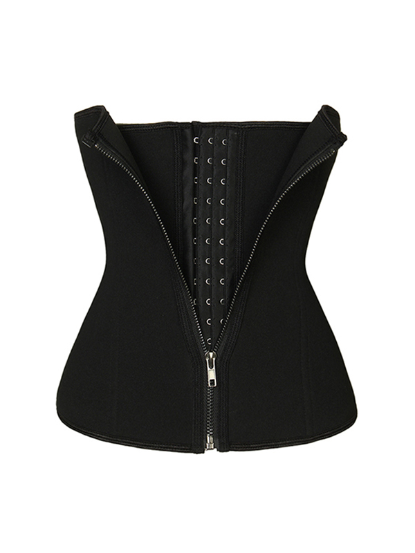 Black X-4XL Front Zipper Double Latex Corset 