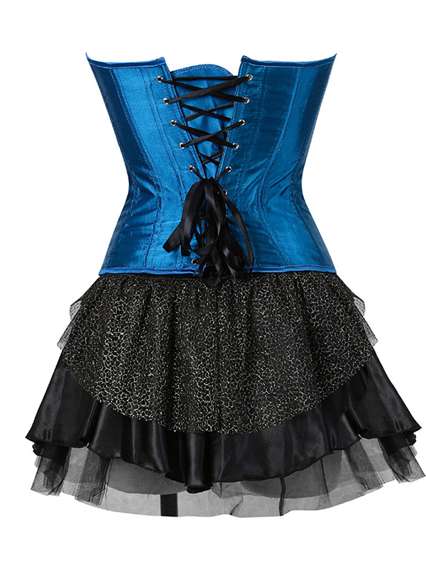 Blue S-6XL Embroidered Peacock Overbust Corset