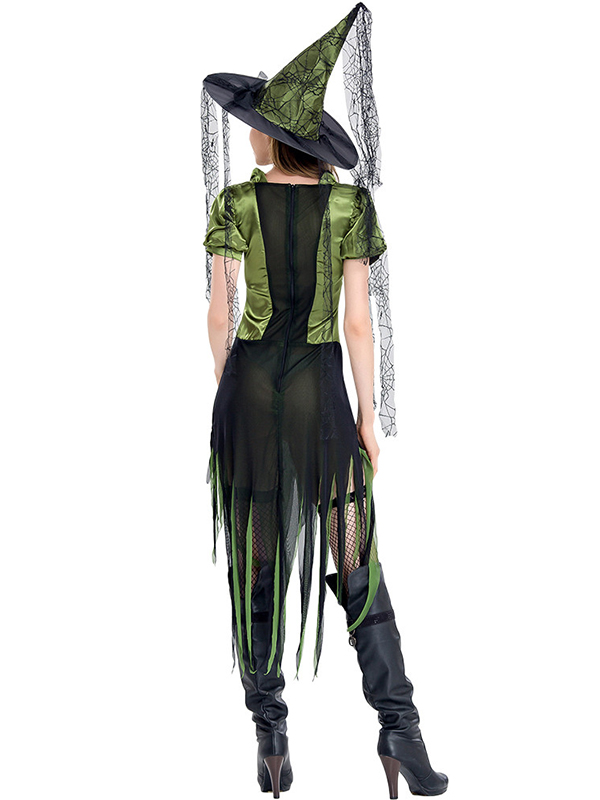 Green  M-XL  Adult Goth Maiden Witch Halloween Costume