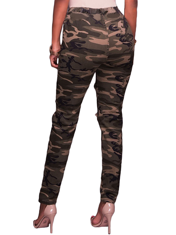 Green S-XXL Camouflage Hole Pants