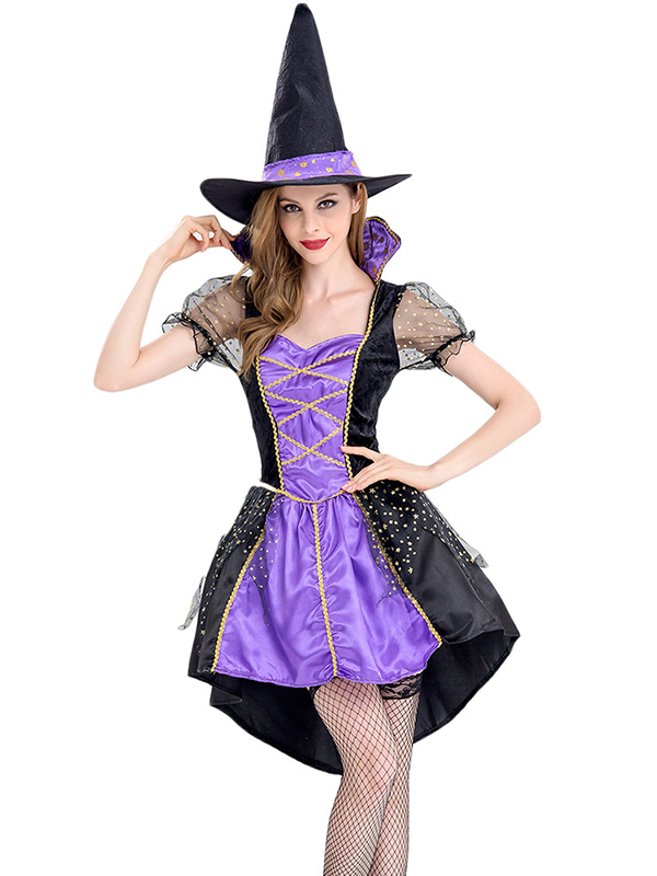 Purple S-XL High Low Witch Halloween Costume