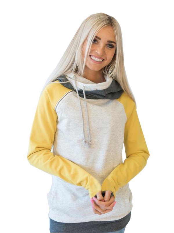 Yellow S-3XL Duotone Chic Hooded Sweatshit&Hoodies