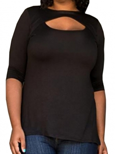 2 Colors L-3XL Keyhole Front Plus Size Tops