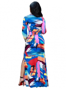 2 Colors L-5XL Colorful Printing Bohemain Dress