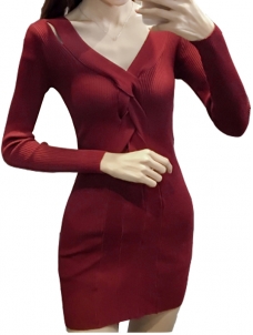 4 Colors M Fashion Long Sleeve Sweater Dress