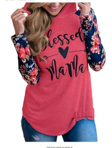 4 Colors S-XXL Floral Raglan Sleeve Sweatshit&Hoodies