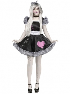 Black One Size Broken Lolita Doll Halloween Costume