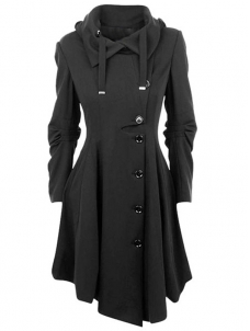 Black S-4XL Asymmetrical Winter Long Coats