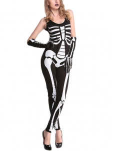 Black S-XL Horror Women Skeleton Halloween Costume