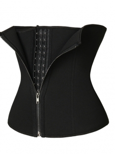 Black X-4XL Front Zipper Double Latex Corset 