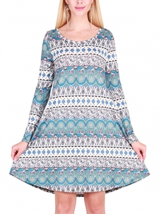 Blue S-XL Eye Catching Fall Smooth Unique Casual Dress
