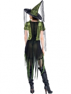 Green  M-XL  Adult Goth Maiden Witch Halloween Costume