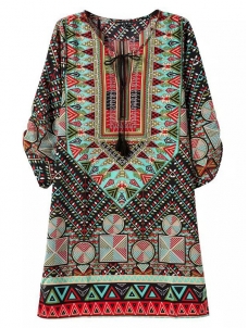 Multicolor S-5XL Ethnic Style Casual Dress