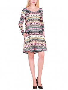 Multicolor S-XL Special Christmas Pullover Casual Dress