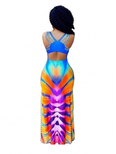 Sexy Colorful Sleeveless Long Dress