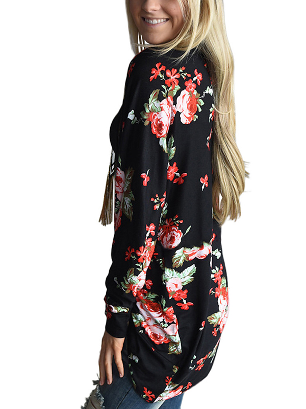 2 Colors S-2XL Fashionable Trim Floral Jacket&Coat