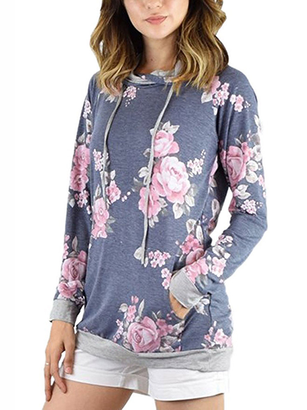 2 Colors S-2XL Floral Charcoal Sweatshit&Hoodies