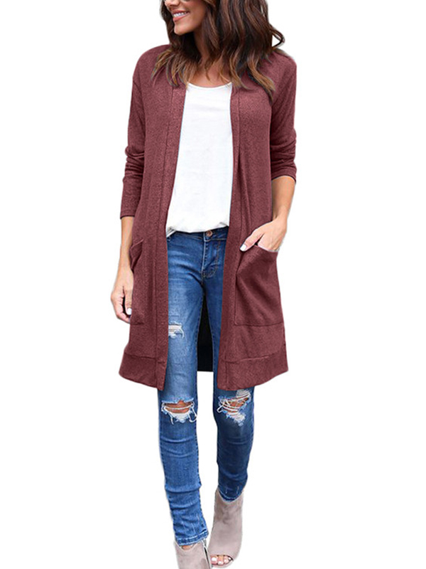 2 Colors S-2XL Loose Fitting Open Front Jacket&Coat