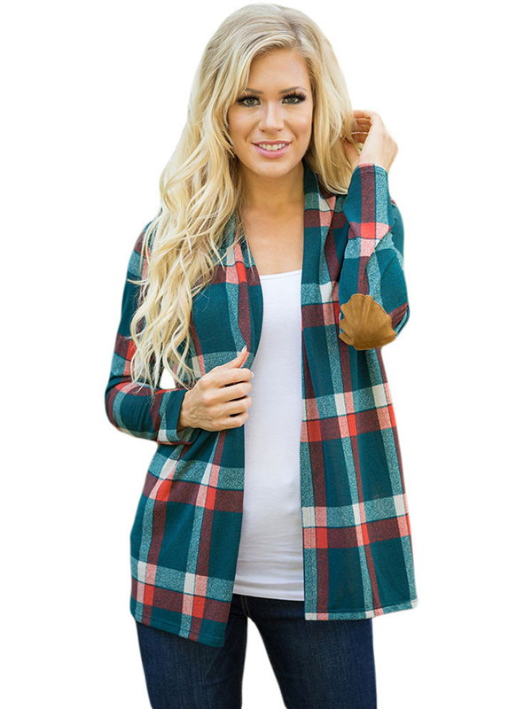 2 Colors S-XXL Plaid Long Sleeve Coat