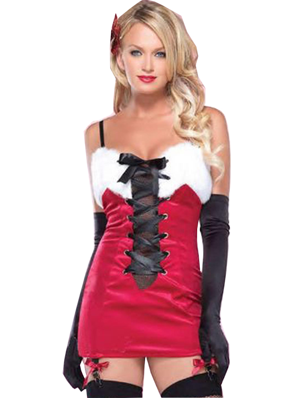 Fashion Lace Up Spaghetti Straps Chrismas Dress