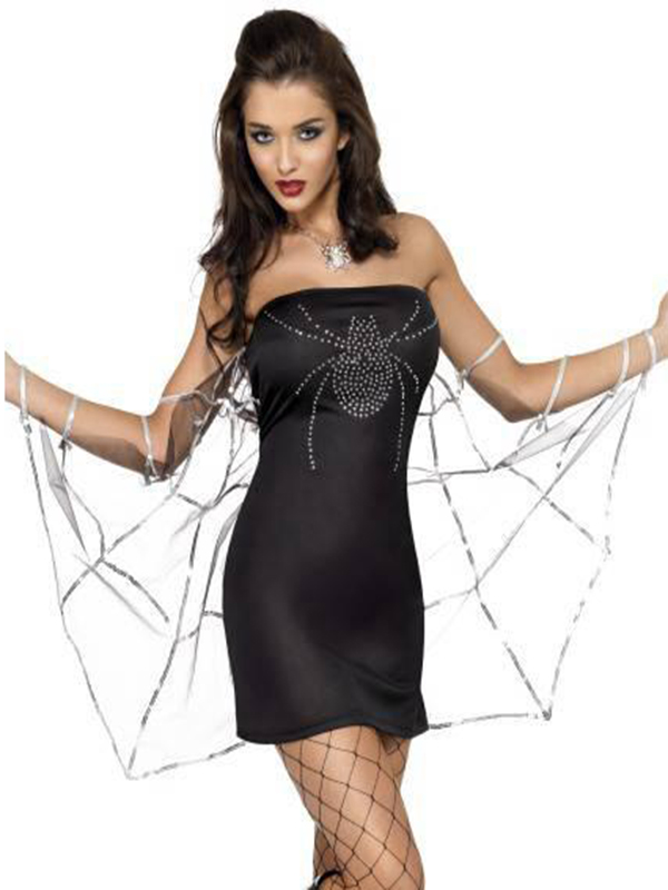 Ladies Fever Black Widow Fancy Dress Costume