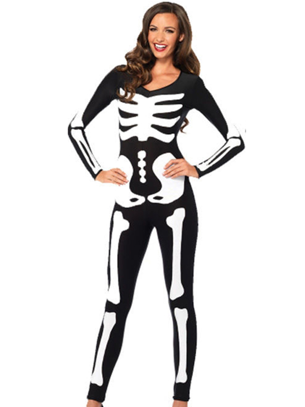 Long Sleeve Sexy Glow Skeleton Costume