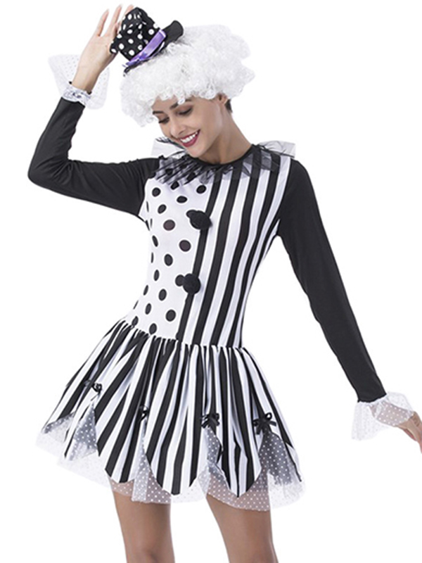 Pierrot Clown Mini Dress Costume
