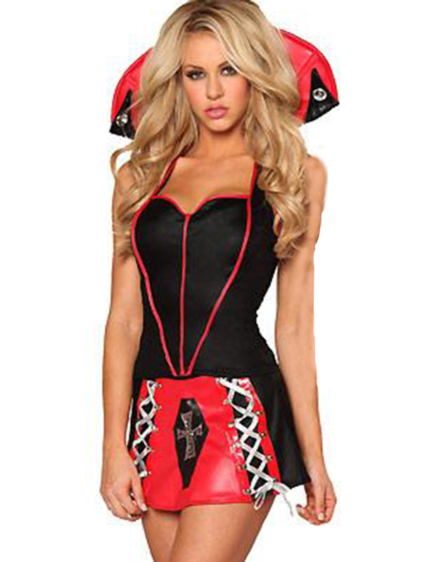 Powerful Black and Red Sexy Vampire Costume