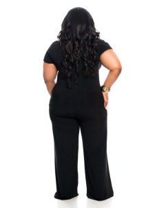 2 Colors L-4XL V Neck Plus Size Jumpsuit