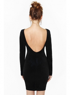 2 Colors S-2XL Sexy Backless Long Sleeve Casual Dress