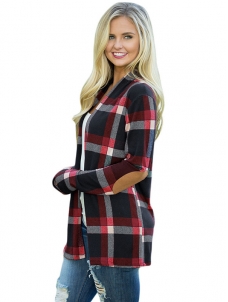 2 Colors S-XXL Plaid Long Sleeve Coat