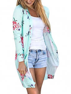 3 Colors S-XL Formfitting Flower Pattern Long Jacket&Coat