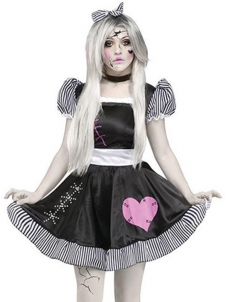 Black One Size Broken Lolita Doll Halloween Costume