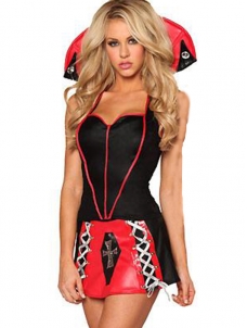 Powerful Black and Red Sexy Vampire Costume