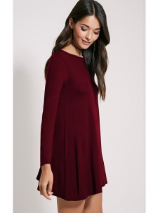 Red Wine S-XL Pure Loose Casual Dress