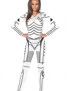 White Chic Bone Halloween Skeleton Costume