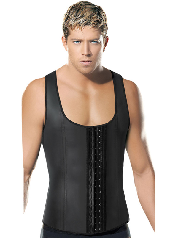 Black S-3XL Men Fashion Latex Corset