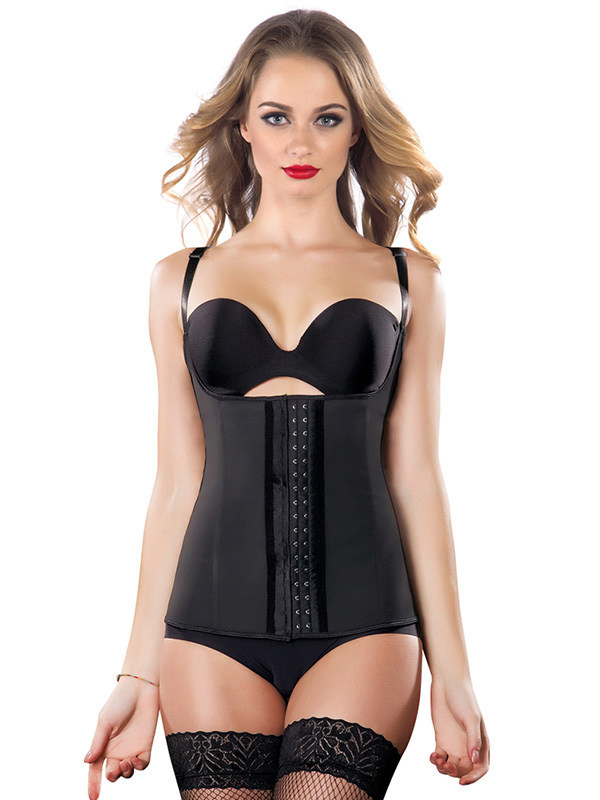 Black S-3XL Steel Boned Latex Corset