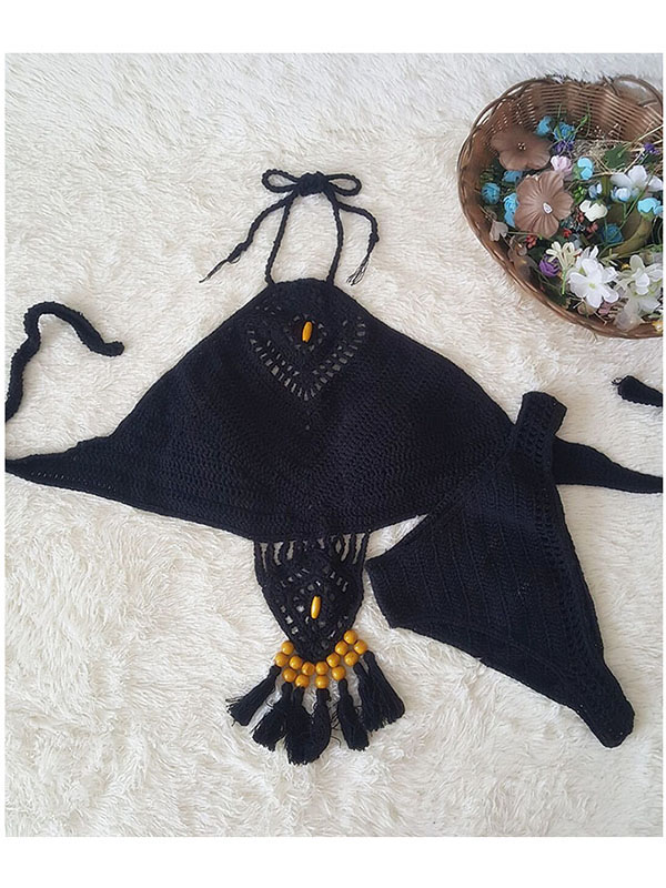 Black Women Beach Crochet Sexy Swimwear