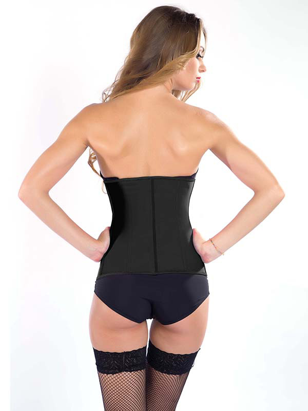 Black XS-3XL Zipper Front Waist Trainer Corset 