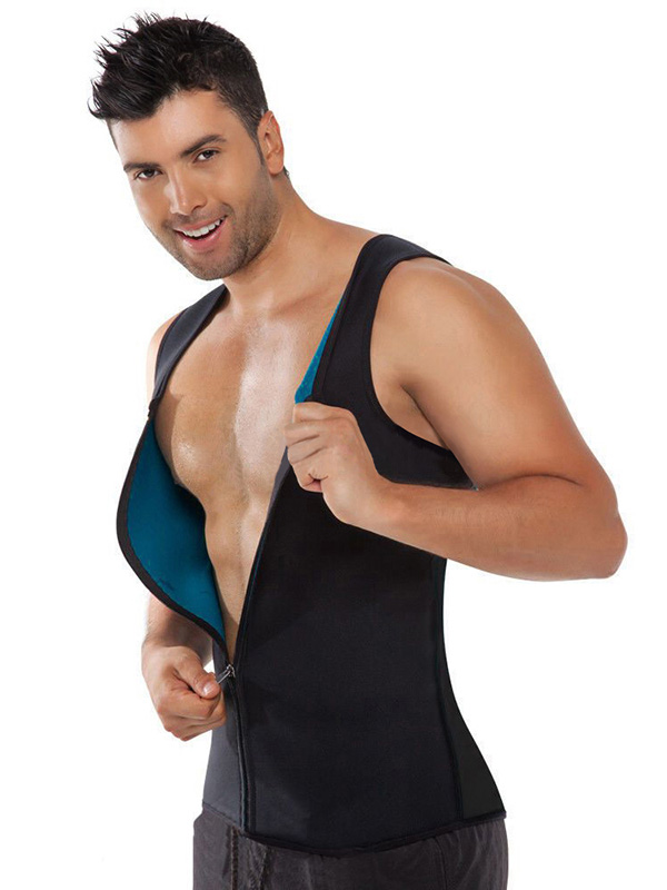 Blue S-4XL Men Two Side Latex Corset  