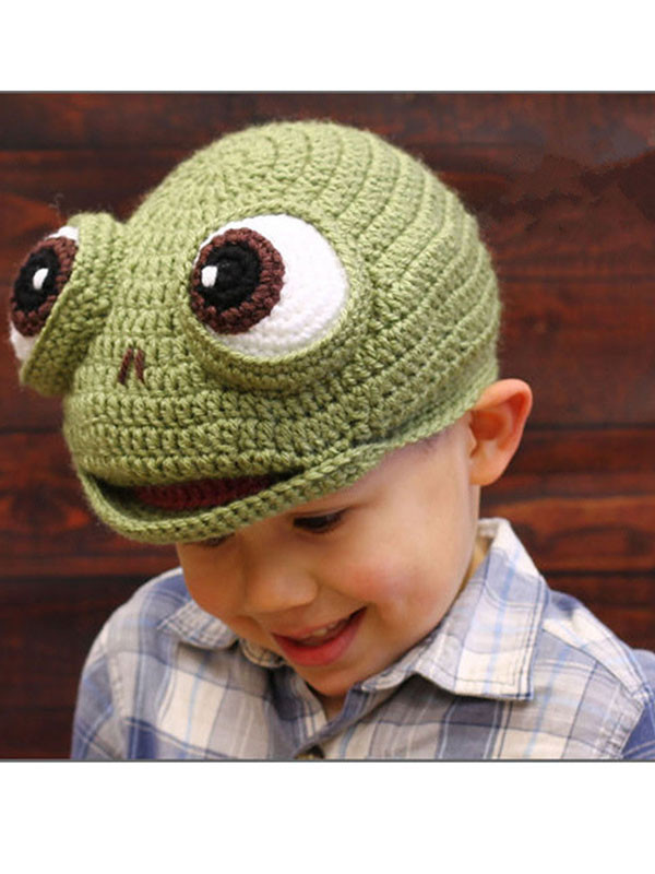 Green Children Infant Handmade casual Knitted Hat 