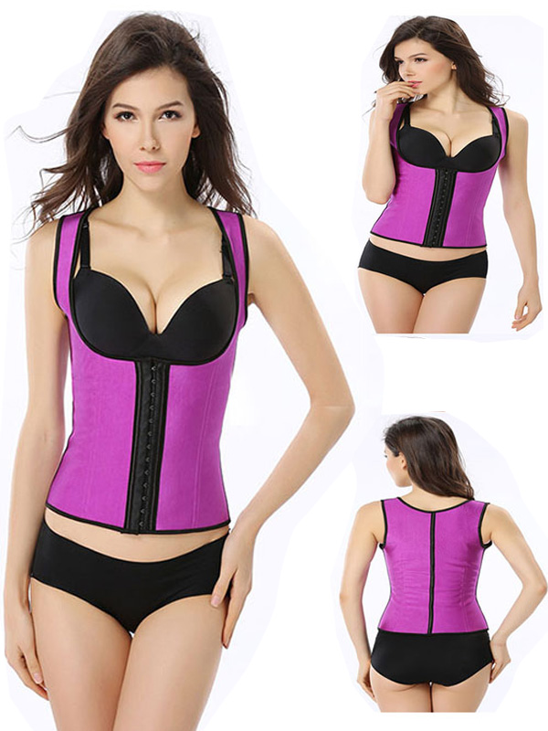 Purple XS-6XL Waist Training Latex Corset